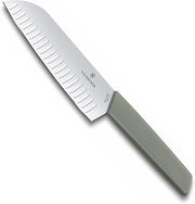Victorinox Swiss Modern Santoku Knife - Sharp Kitchen Knife for Dicing, Slicing & Mincing - Premium Kitchen Accessories - Olive Handle, 7"
