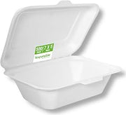 Responsible Products 7 x 5 inch Hinged Containers, Tree-Less™ Compostable Molded Fiber Takeout Containers, Extra Strength, Tree-Free and Made Without PFAS, White (500 Count)