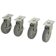 Bulk Container Caster Set (2 Swivel/2 Locking) by Global Industrial – 8"L x 5"W x 5"H, Rubber, Gray, Model 603088