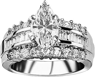 1.6 Carat t.w. GIA Certified Marquise Cut Channel Set Baguette and Round Diamond Engagement Ring (G-H Color VS1-VS2 Clarity)