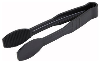 Polycarbonate Flat Tongs by Winco – 6", Polycarbonate, Black, Model PUTF-6K