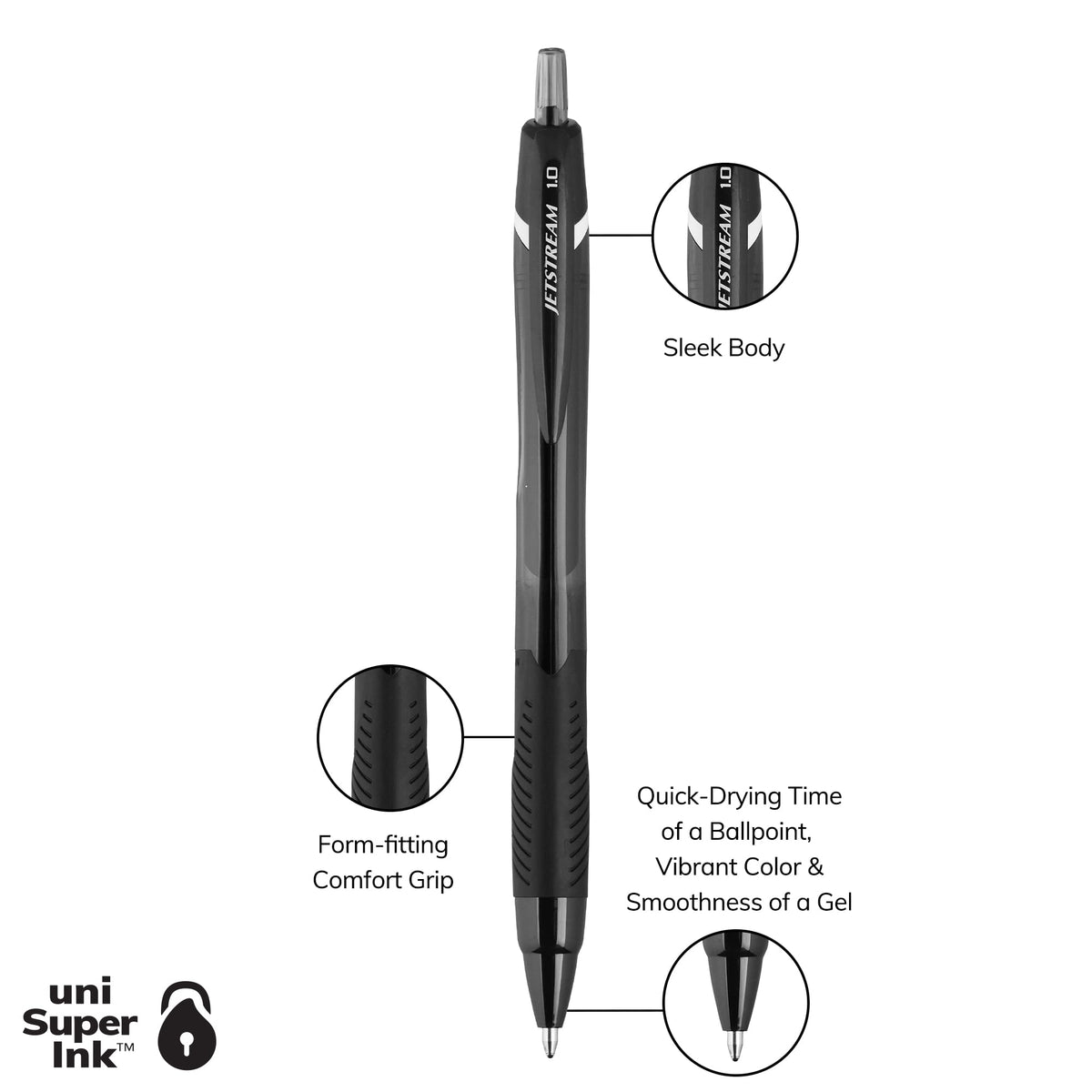 Jetstream Elements Ballpoint Pen by Uni-Ball – 1 Count (Pack of 6), Ballpoint, Black, Model 71638