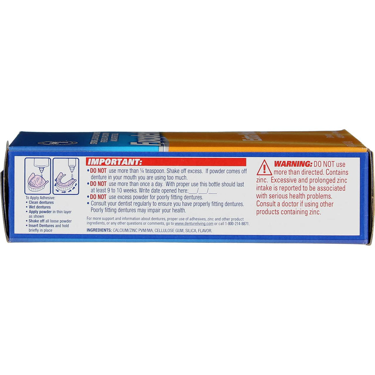 Denture Adhesive Powder Extra Hold - 1.6 oz by Fixodent – White, Pack of 5, Model 07666072536