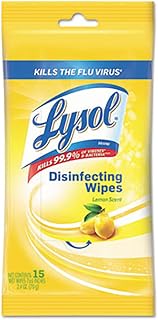 Lysol Disinfecting Wipes To-Go Pack, Lemon Scent, 15 Count