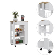 22" Rosemont Kitchen Cart by DEPOT E-SHOP – 22.4"W x 35.4"H x 14.5"D, Engineered Wood, White-light Oak, Model DE-OBD6766