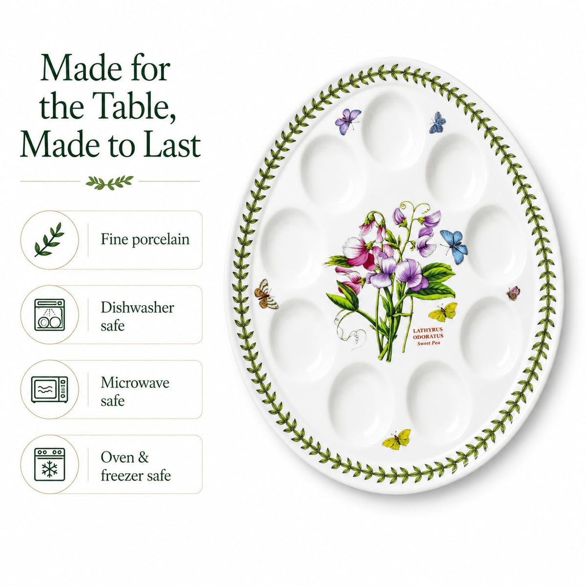 Portmeirion Botanic Garden Devilled Egg Platter, Sweet Pea, 12 Inch