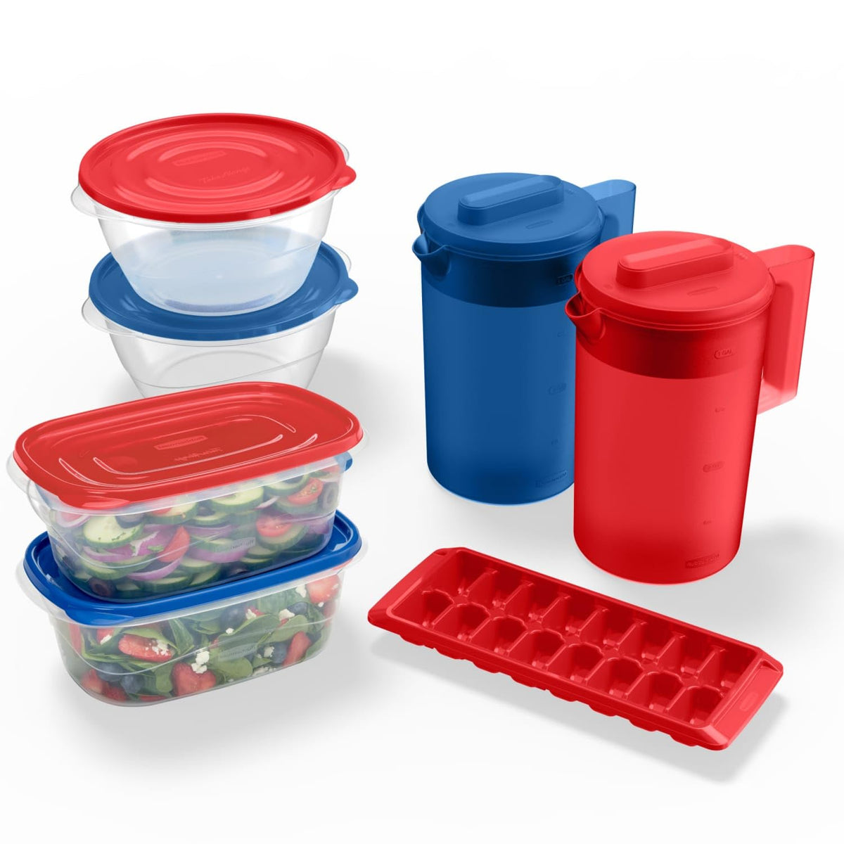 TakeAlongs Special-Edition Americana 13-Piece Set of Food Storage Containers with Lids by Rubbermaid – 13-Piece, 128.0 fluid_ounces, Plastic, Multicolor, Pack of 13