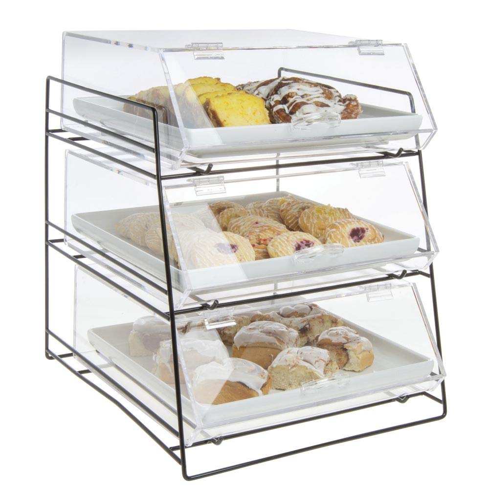 Black 3-Tier Wire Bakery Case by HUBERT – 14.0 liters, Carbon Steel, Black, Model 43616+20819