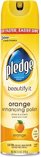 Pledge Beautify It Orange Enhancing Polish Spray - Removes Dust and Fingerprints. Provides Protective, Glossy Coating (1 Aerosol Spray), 9.7 oz