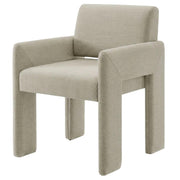Fabric-Upholstered Dining Chair with Arms and Thick Cushion by Furnifact – Polyester, Linen Brown
