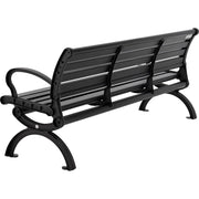 6'L Outdoor Park Bench with Backrest by Global Industrial – 6, Aluminum, Black, Model CBPB-6A1B