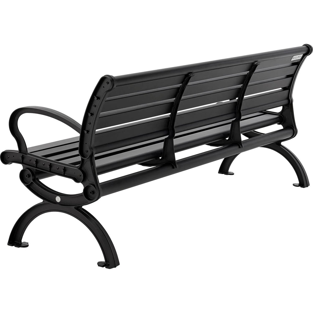 6'L Outdoor Park Bench with Backrest by Global Industrial – 6, Aluminum, Black, Model CBPB-6A1B