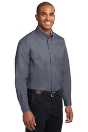 Men's Tall Long Sleeve Easy Care Button-Down Shirt by Port Authority – Cotton,Steel,Stone, Steel Grey/Light Stone, Model TLS608