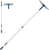 UNGER Professional 2-in-1 Squeegee and Scrubber, 14” Window Cleaning Tool and 8’ Connect & Clean Pole, Essential Glass Supplies for Commercial and Residential Use, Microfiber Sleeve