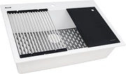 Ruvati 33-inch Granite Composite Quartz Workstation Drop-in Topmount Kitchen Sink Matte White - RVG1306WH
