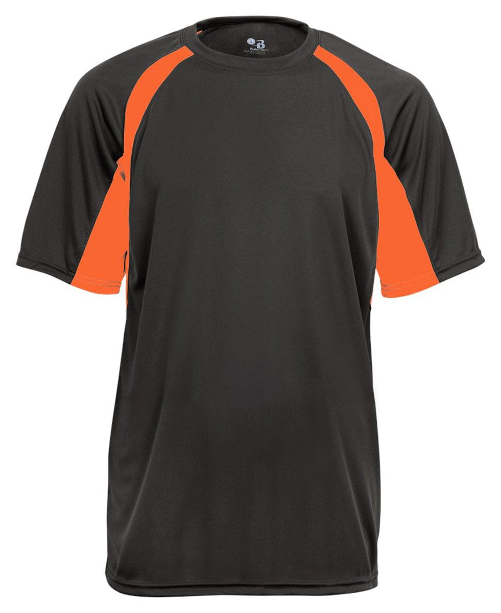 B-Core Hook Short Sleeve T-Shirt by Badger – Graphite/ Safety Orange, Model 4144