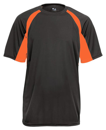B-Core Hook Short Sleeve T-Shirt by Badger – Graphite/ Safety Orange, Model 4144