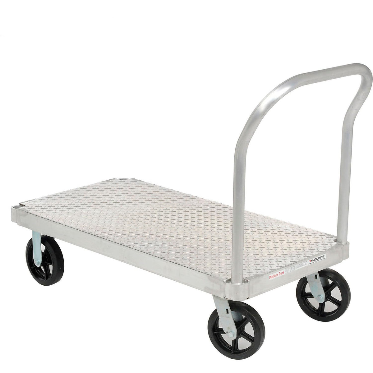 Platform Truck with Diamond Deck by Magliner – 29"L x 30"W x 9.45"H, Aluminum, Gray, Model 585470T