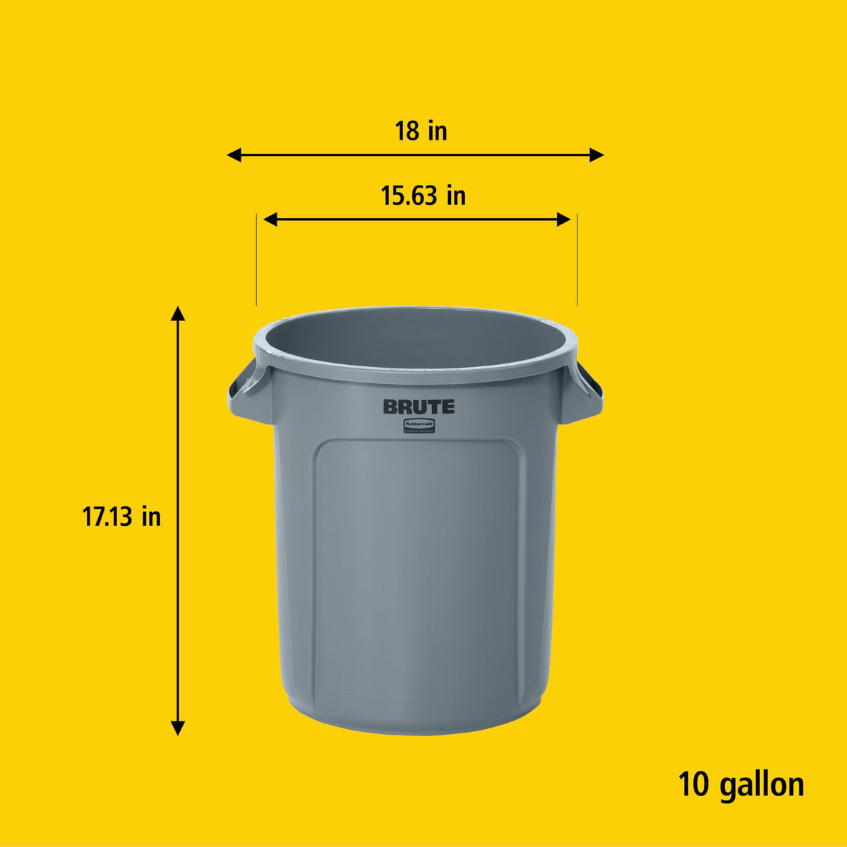 BRUTE Heavy-Duty Round Trash/Garbage Can by Rubbermaid Commercial Products – 10 Gallon, 38.0 liters, Low Density Polyethylene, White, Model FG261000WHT
