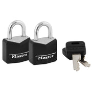 Padlock, Covered Aluminum Lock, 3/4 in. W, Black, 1-Pack, 2-Count by Master Lock – 2 Count (Pack of 1), Aluminum, Black, Model 121T