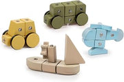 Guidecraft Snap Block Vehicles - 32 pc. Set: Wooden Pretend Play Early Education Learning Toy for Kids, Block Play Building Set for Toddlers