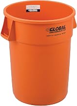 Global Industrial Commercial Round Trash Can, 44 Gallon Capacity, Orange