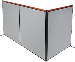 Global Industrial 60-1/4"W x 73-1/2"H Deluxe Freestanding 3-Panel Corner Room Divider, Gray