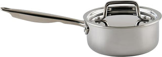 WINCO Tri-Ply Sauce Pan, 1-1-2-quart, Silver | Heavy-duty, Tri-ply aluminum core for even heat distribution, Induction compatible, Great for Cooking and Food Preparation
