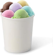 GREENBOX 50 x Ice Cream Cups Cardboard 400 ml White – Disposable Cups Plastic-Free and Biodegradable – Dessert Bowl To-Go Cups