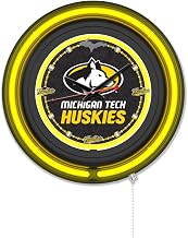 Holland Bar Stool Clk15BKMITech NCAA 15 in. Dia. Michigan Tech University Double Neon Wall Clock Black