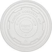 World Centric Compostable Paper Bowl Lids, Fits 12 Oz Bowls, Pack of 100 | Clear PLA Bowl Lid, Snap-Tight Design, Leak Resistant, Strong, Durable, Heat Resistant