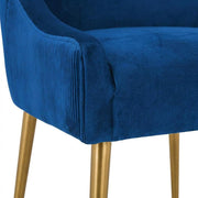 Velvet-Upholstered Side Chair with Pleated Back by Starlight Canyon Home – Velvet, Navy