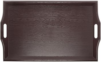 G.E.T. Mahogany SAN Plastic Faux Wood Serving Tray with Handles - 25" L x 16" W by G E T ENTERPRISES LLC – Plastic, Mahogany, Model RST-2517-M