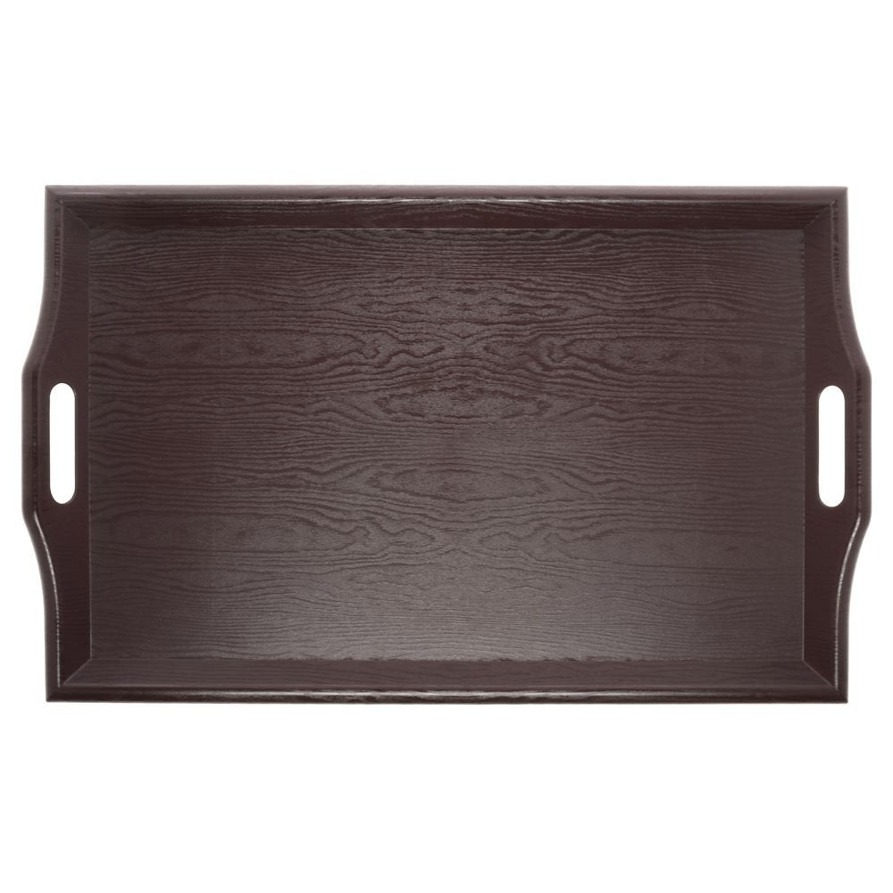 G.E.T. Mahogany SAN Plastic Faux Wood Serving Tray with Handles - 25" L x 16" W by G E T ENTERPRISES LLC – Plastic, Mahogany, Model RST-2517-M