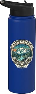 North Cascades National Park Washington Vintage Badge Stainless Steel Insulated Water Bottle