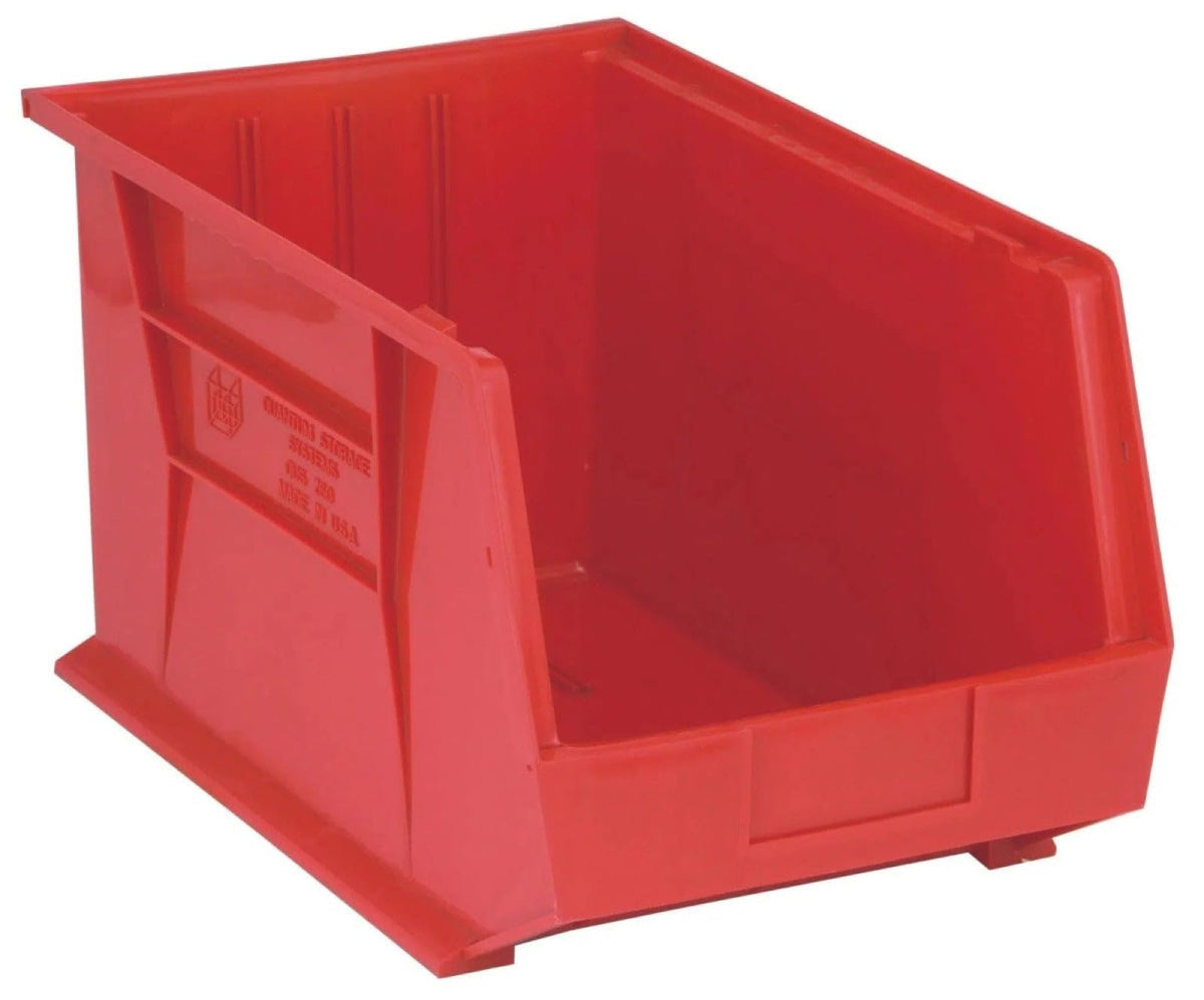 QUANTUM STORAGE SYSTEMS Red / 18L x 11W x 10H / Ultra Stack & Hang Open Storage Bins