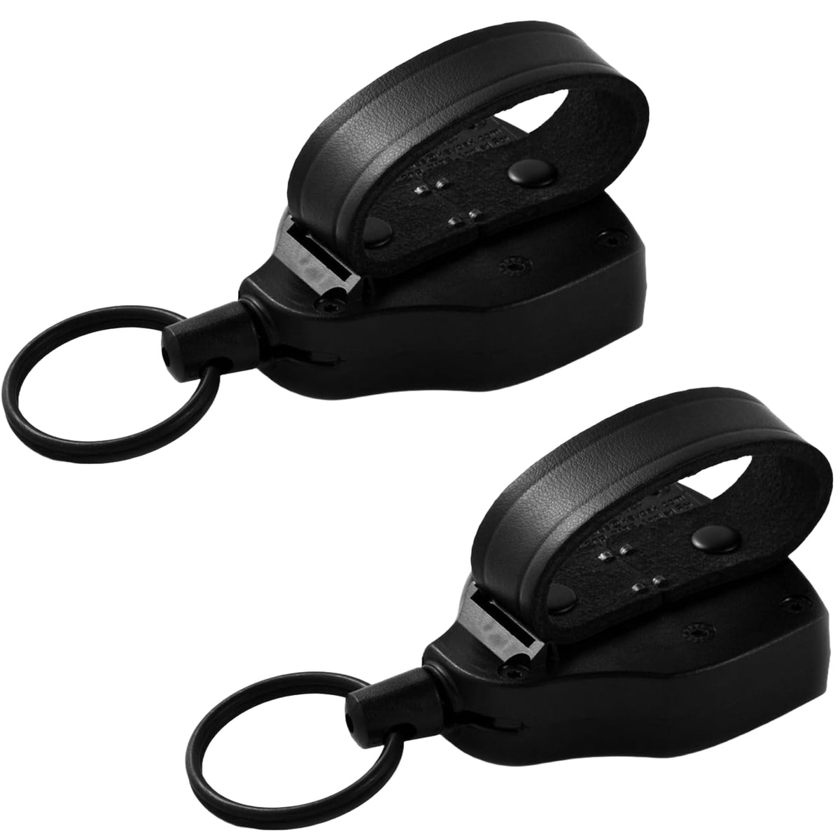 SUPER48 Locking Retractable Keychain by KEY-BAK – 2.25 inch x 2.75 inches x .75 inches, Polycarbonate, Black, Pack of 2, Model 0S48-114-2POLY