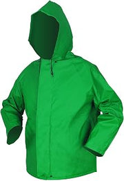 MCR Safety 388JHX4 Dominator PVC/Polyester Jacket with Attached Drawstring Hood, Green, 4X-Large
