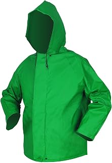 MCR Safety 388JHX4 Dominator PVC/Polyester Jacket with Attached Drawstring Hood, Green, 4X-Large
