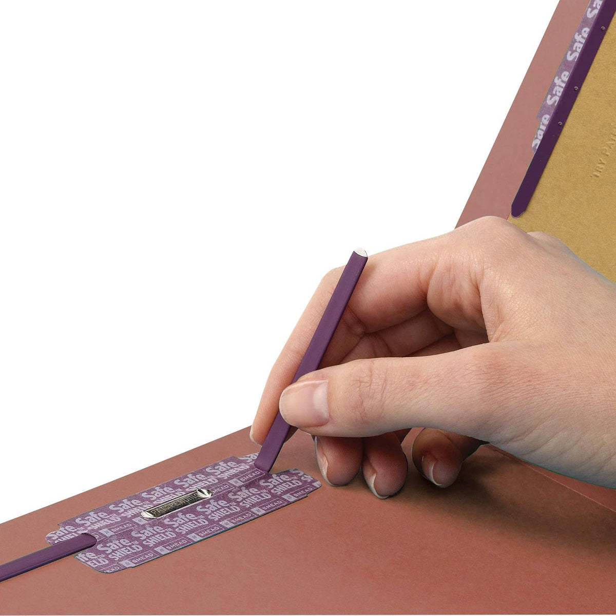 End Tab Pressboard Classification File Folder with SafeSHIELD® Fasteners by SMEAD – Letter, Red, Model 26855