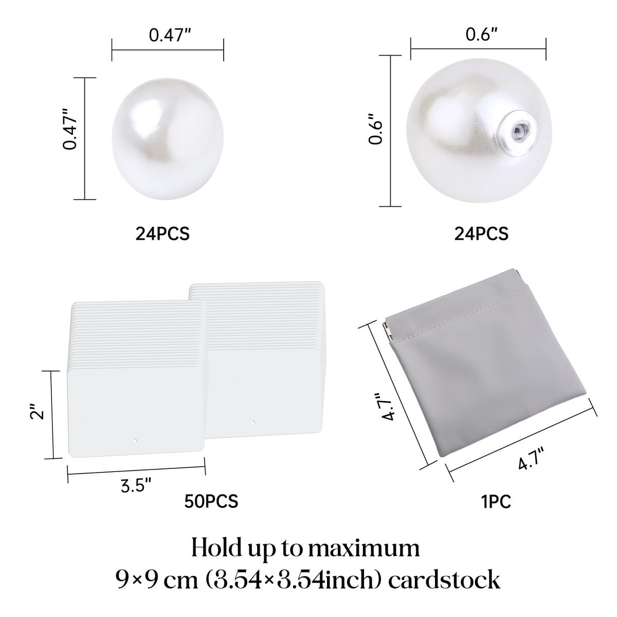 Uniqooo Pearl Place Card Holders, 24 Piece Set with Cards, Ivory Pearls