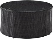 Brown Wicker Round Coffee Table for Outdoor Spaces, Durable Design, Stylish Backyard and Patio Furniture Addition