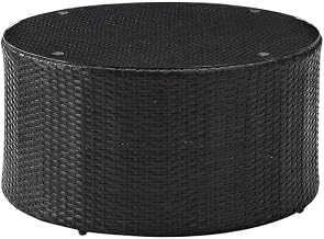 Brown Wicker Round Coffee Table for Outdoor Spaces, Durable Design, Stylish Backyard and Patio Furniture Addition