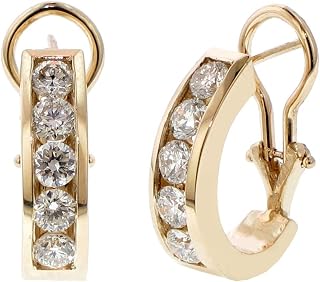 2.00 CT TW Channel Set Large Diamond Hoops/Huggies in 14K Yellow Gold