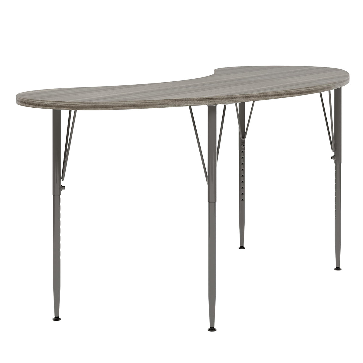 Curved Table 72" Wide (Shadow Elm Gray) by Tot Mate – 3/4" Thick Industrial Grade Wood With Laminate Surfacing, Shadow Elm Gray, Model TM9373