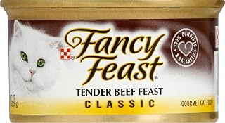 Fancy Feast Purina Tender Beef Feast Classic Gourmet Cat Food, 3 Ounce