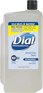 Dial Professional Sensitive Skin Antibacterial Liquid Hand Soap, 1 Liter Cartridge Dispenser Refill Bottle (Pack of 8)