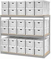 Record Storage Rack With Boxes 72"W x 30"D x 60"H by Global Industrial – Steel, Gray, Model 716850