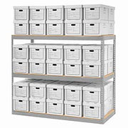 Record Storage Rack With Boxes 72"W x 30"D x 60"H by Global Industrial – Steel, Gray, Model 716850