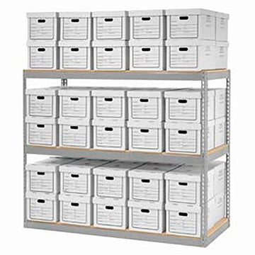 Record Storage Rack With Boxes 72"W x 30"D x 60"H by Global Industrial – Steel, Gray, Model 716850